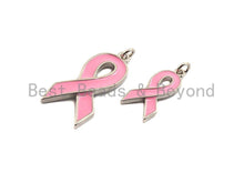 Load image into Gallery viewer, Enamel Pink Cancer Awareness Ribbon Pendant, AIDS Care Oil Drop pendant, Enamel pendant, Enamel Jewelry, 11x22mm/16x27mm,ku#X112
