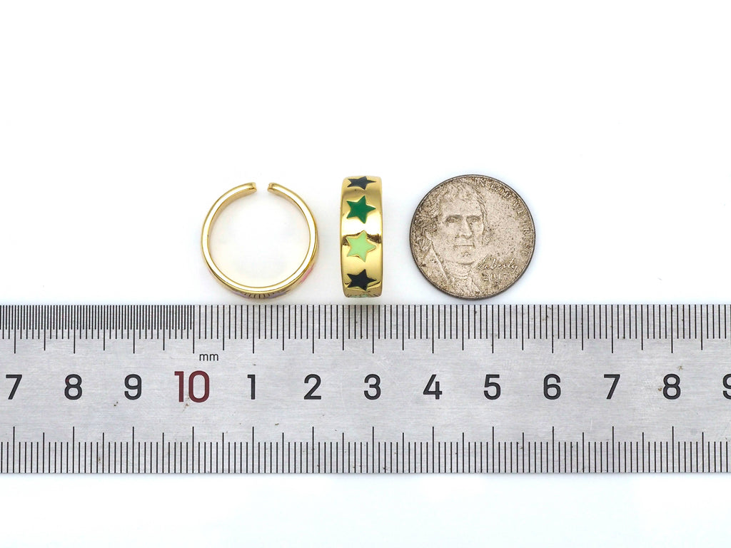Colorful Multi Star Adjustable Ring, FH176