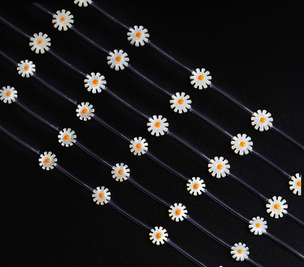 Natural Mother of Pearl Sunflower Beads, Sku#T159