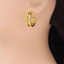 Load image into Gallery viewer, Gold / Silver Double Link Hoop Stud Earrings, Sku#A260