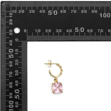 Load image into Gallery viewer, Twisted Hoop with Dangle Square CZ Earrings, Sku#LD414