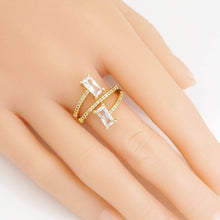 Load image into Gallery viewer, CZ Gold Silver Rectangle CZ Adjustable Ring, Sku#A146