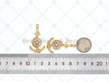 Load image into Gallery viewer, CZ Micro Pave Boat Anchor Shape Pendant, 18K Gold Filled Big Pink CZ Flower Charm, Necklace Bracelet Charm Pendant,22x36mm, Sku#LK472