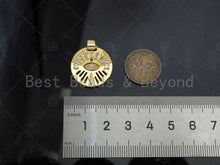 Load image into Gallery viewer, CZ Micro Pave Evil Eye Hollow Out Round Coin Shape Pendant/Charm,Sku#L493