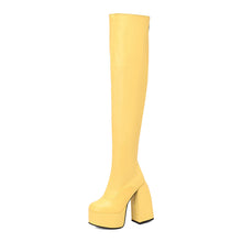 Load image into Gallery viewer, Women's Over-the-Knee Boots - Chunky Heel Platform Boots with Waterproof Design