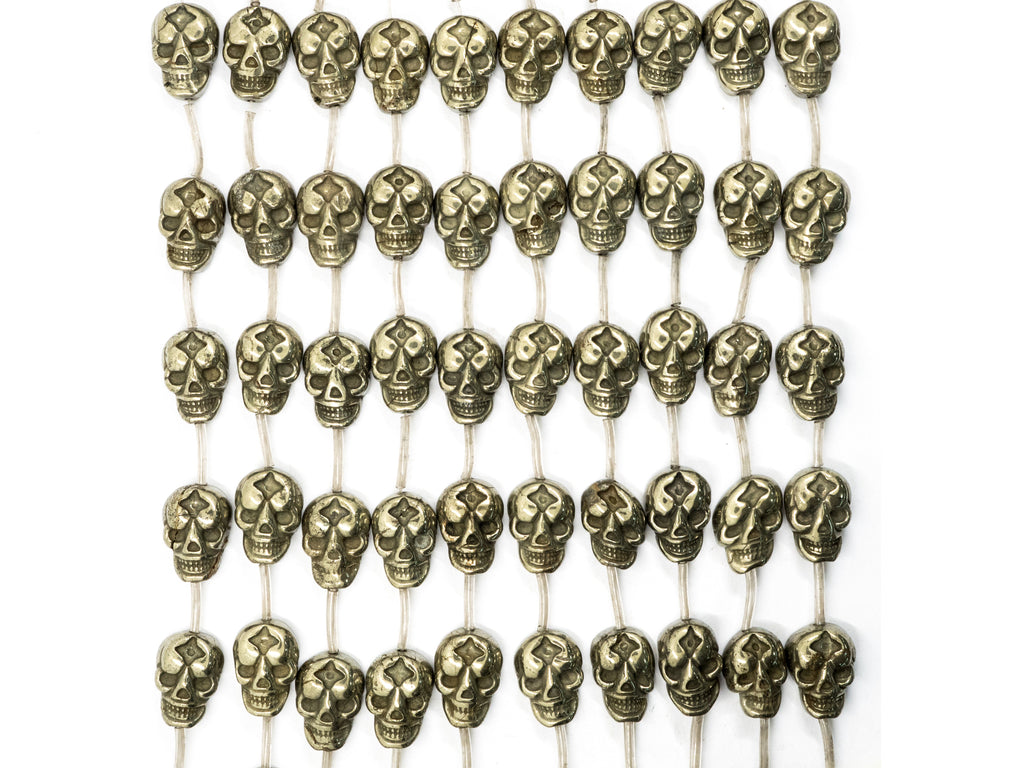 13pcs Natural Pyrite Skull Beads13x18mm, Wholesale Pyrite Ge