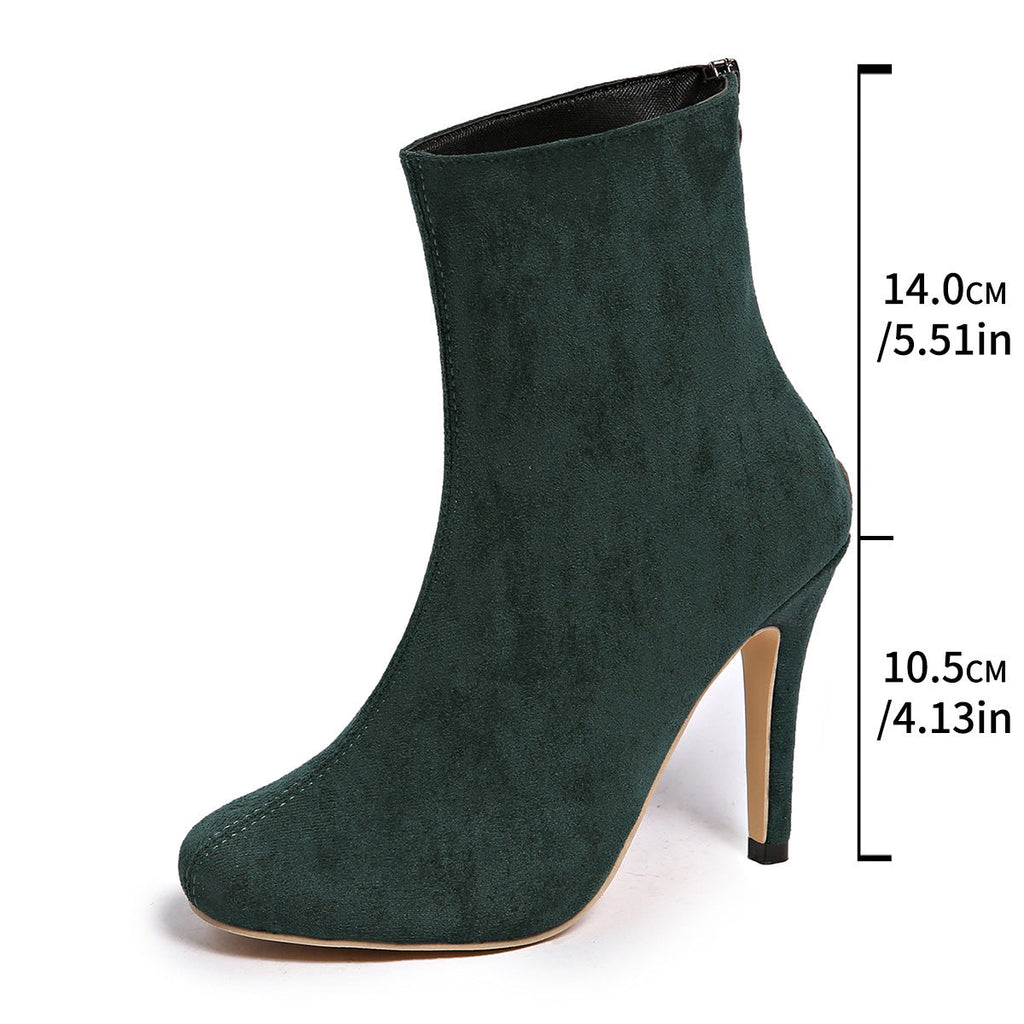 Women's Suede Pointed Toe High Heel Ankle Boots – Stiletto Dress Boots