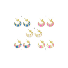 Load image into Gallery viewer, CZ Colorful Enamel Cute Huggie Earrings, Sku#A166