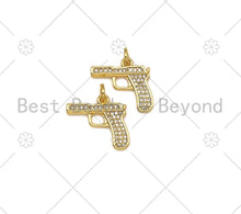 Load image into Gallery viewer, CZ Micro Pave Pistol Shape Pendant,18K Gold Filled Gun Charm, Necklace Bracelet Charm Pendant,17x16mm, Sku#LD147