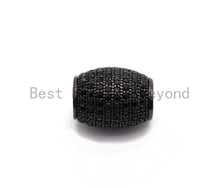 Load image into Gallery viewer, Micro Pave Black CZ Pave On Black Big/Large Hole Oval Drum Spacer Beads, Bracelet/Necklace Spacer, Cubic Zirconia Beads, 10x12mm, sku#C91