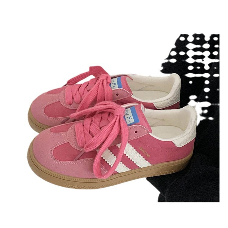 Women's Retro White Sneakers - Casual Sports Shoes with Thick Sole