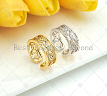 Load image into Gallery viewer, Gold Silver CZ Evil Eye Adjustable Ring, Sku#X197