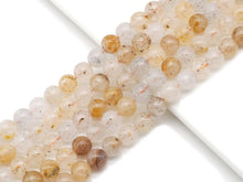 Load image into Gallery viewer, Genuine Black Spotted Yellow Quartz Round Smooth Beads, Sku#U1355
