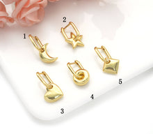 Load image into Gallery viewer, Gold Heart Star Donut Rhombus Hoop Earrings SKULX161