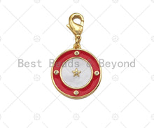 Load image into Gallery viewer, Enamel Colorful Round Ring CZ Five Star On Round Coin Pendant,CZ Micro Pave Enamel Pendant,Enamel Pendant,Enamel Jewelry,20x22mm,Sku#L474