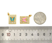 Load image into Gallery viewer, CZ Enamel Butterfly Charm, Sku#JL82