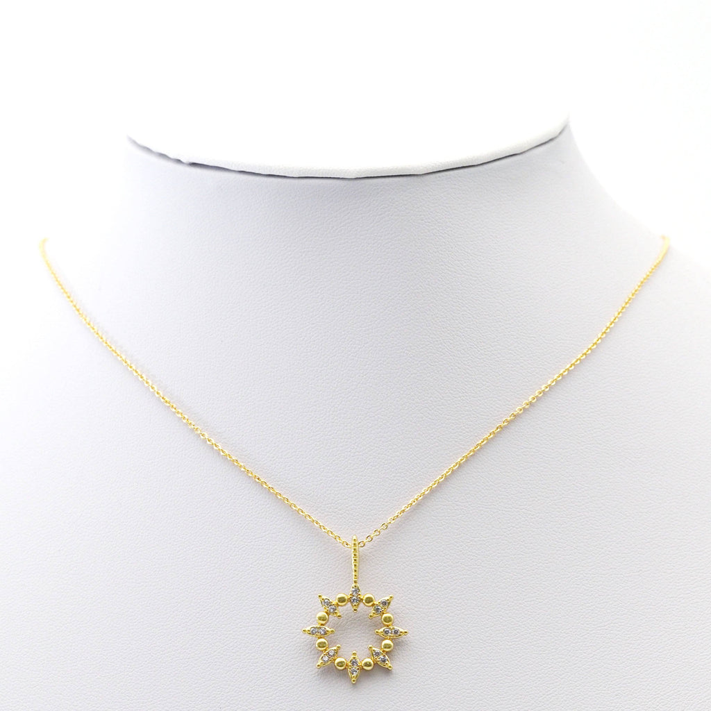 CZ Gold Spike Round Ring Charm, Sku#LK765