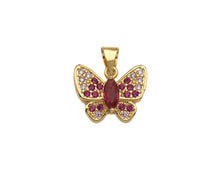 Load image into Gallery viewer, Gold Fuchsia CZ Butterfly Shape Charm, Sku#LK76