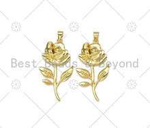 Load image into Gallery viewer, 3D Rose Flower Shape Pendant, 18K Gold Filled Rose Flower Charm,Necklace Bracelet Charm Pendant ,21x40mm,Sku#LK424