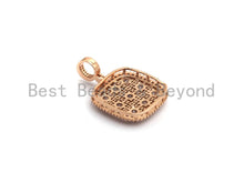 Load image into Gallery viewer, CZ Micro Pave Shiny Square Pendant/Charm, Cubic Zirconia Paved Charm, Filigree Necklace Bracelet Charm Pendant,28x28mm,sku#F636
