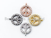 Load image into Gallery viewer, CZ Micro Pave Peace Sign Round Charm, sku#B15