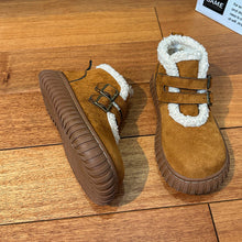 Load image into Gallery viewer, Women's Fleece Lined Snow Boots | Buckle Ankle Boots with Thick Sole | Beige &amp; Brown