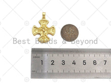 Load image into Gallery viewer, 18K Dainty Gold Jesus On Cross Clover Shape Pendant/Charm, Jesus Carm,Necklace Bracelet Charm Pendant,23x27mm, Sku#LK224