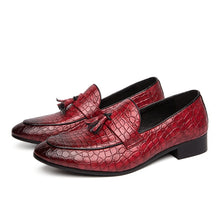 Load image into Gallery viewer, Men's Pointed-Toe Tassel Dress Shoes | Lace-Up Synthetic Leather Oxfords