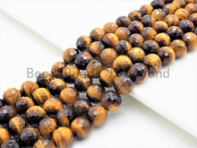 Load image into Gallery viewer, High Quality Natural Yellow Gold Tiger Eye Round Faceted Beads,sku#U350