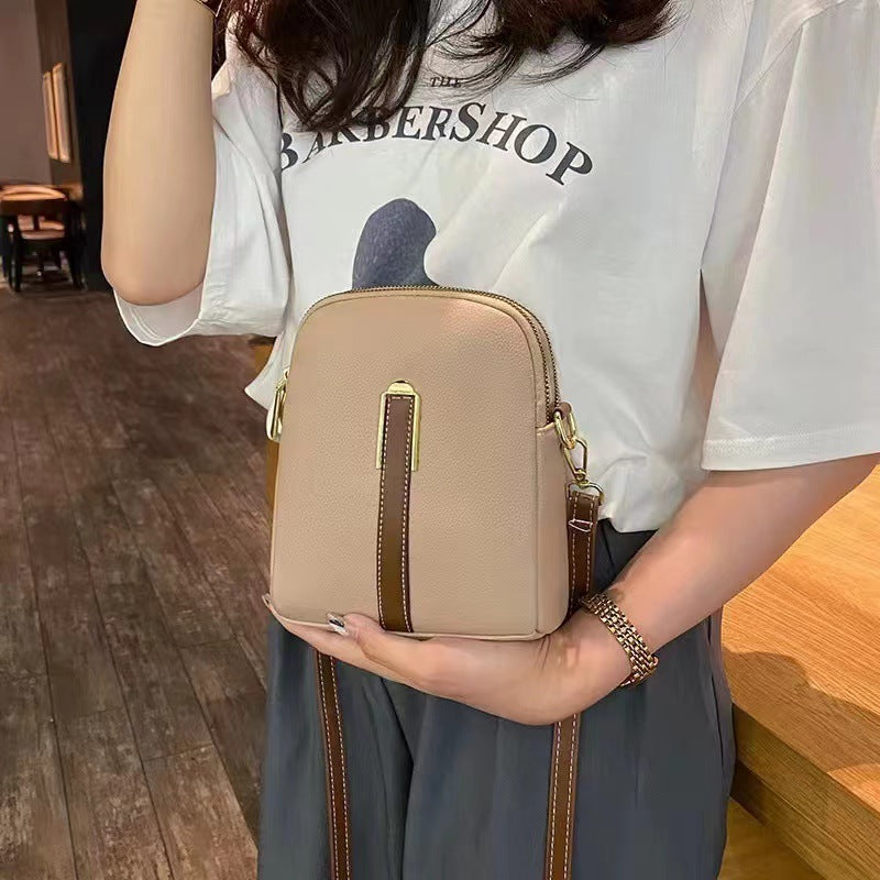 Women's Vertical Soft Leather Crossbody Bag - PU Leather Shoulder Messenger Purse with Card Slots