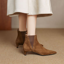 Load image into Gallery viewer, Women's Stiletto Suede Ankle Boots | French-Cut Mid-Calf Heeled Boots