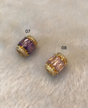 Load image into Gallery viewer, CZ Micro Pave Big Hole Drum Spacer Beads, Cubic Zirconia Large Hole Spacer Beads Ruby/Amethyst/Pink,10x12mm,1pc,sku#G268