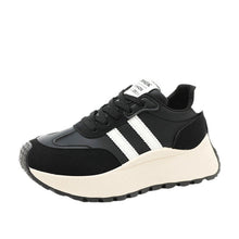 Load image into Gallery viewer, Women's Thick Soled PU Leather Color-Block Height Increasing Lace-Up Sneakers