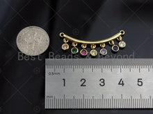 Load image into Gallery viewer, Rainbow CZ Round Rectangle Dangle Connector, CZ Micro Pave Pendant, Necklace Pendant, 13x36mm, sku#JL02