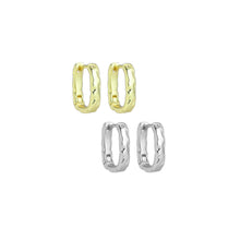 Load image into Gallery viewer, hammered Gold Silver Rectangle Hoop Earrings, Sku#A303