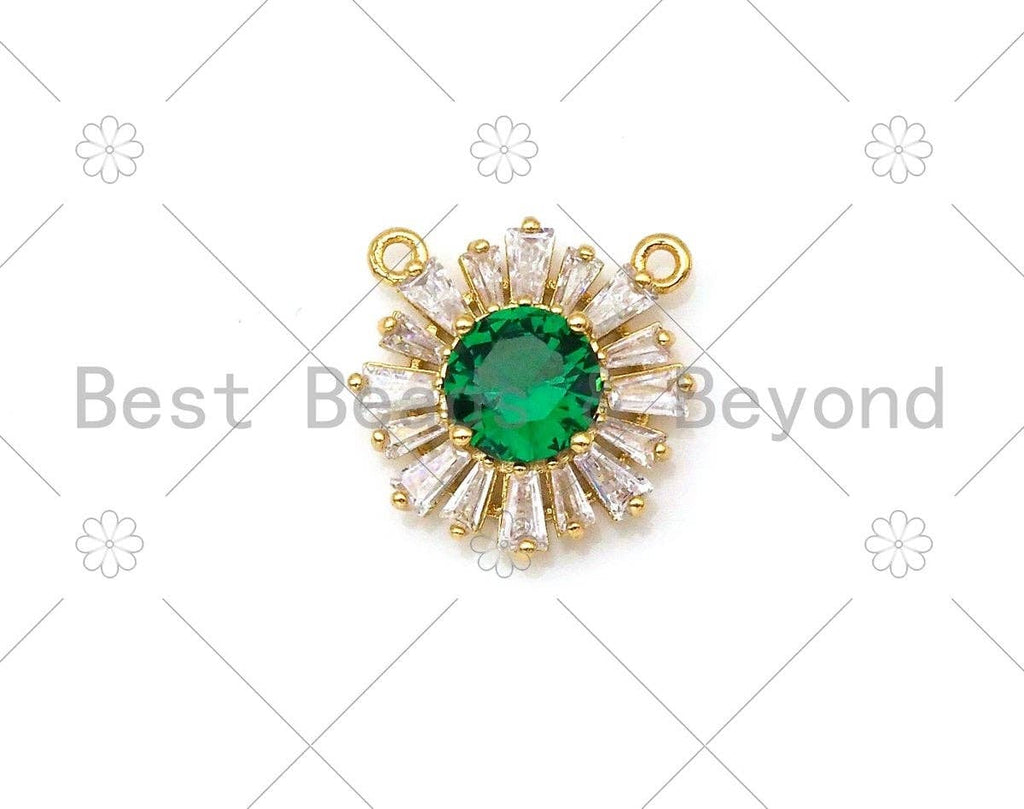 Baguette CZ Micro Pave Sunflower Shape Pendant/Charm, LK392