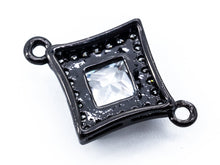 Load image into Gallery viewer, CZ Micro Pave Diamond Shaped Connector with large Clear Stone, Gold/Rose Gold/Gunmental Tone, 14x19mm,1pc/2pcs, sku#BY045/E306