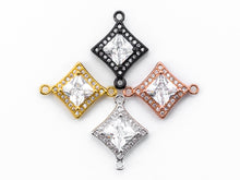 Load image into Gallery viewer, CZ Micro Pave Diamond Shaped Connector with large Clear Stone, Gold/Rose Gold/Gunmental Tone, 14x19mm,1pc/2pcs, sku#BY045/E306