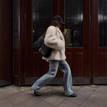 Load image into Gallery viewer, Mid Length Womens Faux Fox Fur Coat With A Blazer Style Collar