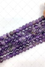 Load image into Gallery viewer, 2mm Large Hole Natural Purple Amethyst Beads, 6x10mm Rondelle Faceted Amethyst, Big Hole Beads, 8" Long Strands, Sku#U1241