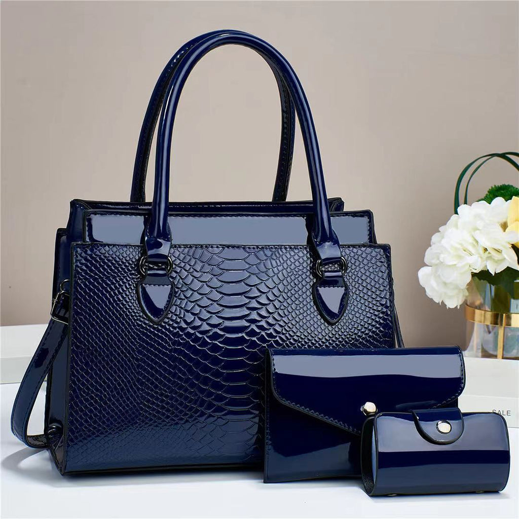 Women's 3-Piece PU Leather Crossbody Tote Bag Set - Versatile Shoulder Handbag with Multiple Compartments