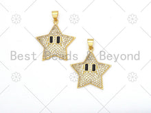 Load image into Gallery viewer, CZ Micro Pave Five Point Star With Eye Shape Pendant/Charm,18K Gold Filled Star Charm, Necklace Bracelet Charm Pendant,21x25mm,Sku#LK379