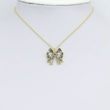 Load image into Gallery viewer, Black white Enamel Gold bow Charm Pendant,Sku#LK1215