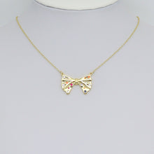 Load image into Gallery viewer, Colorful CZ Gold Bow knot connector Charm Pendant, Sku#LK1082