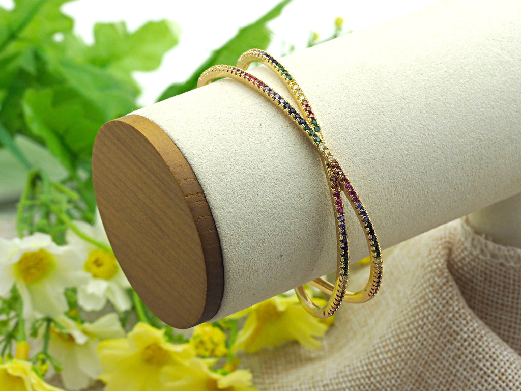 CZ Crisscross Cuff Bracelet, Sku#X24