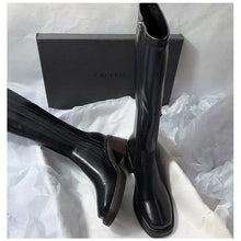 Load image into Gallery viewer, Women's Square-Toe Over-the-Knee Boots | Chunky Heel Side Zipper | Brown &amp; Black