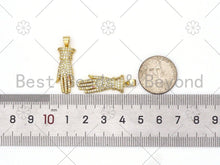 Load image into Gallery viewer, CZ Micro Pave Glove Shape Pendant/Charm, 18K Gold Filled Hand Charm, Necklace Bracelet Charm Pendant, 28x10mm,Sku#LK412