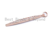 Load image into Gallery viewer, CZ Clear Micro Pave Double Point Leaf Pendant,Cubic Zirconia Pendant,3x40mm, sku#F91
