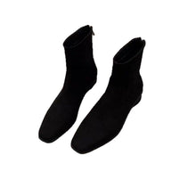 Load image into Gallery viewer, Women's Chunky Heel Suede Fleece-Lined Square Toe Ankle Boots – Back Zipper Winter Boots