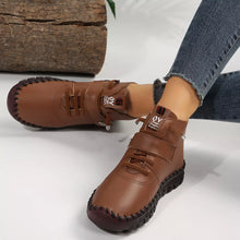 Load image into Gallery viewer, Women's Lace Up Platform Ankle Boots – Flat Platform PU Leather Booties